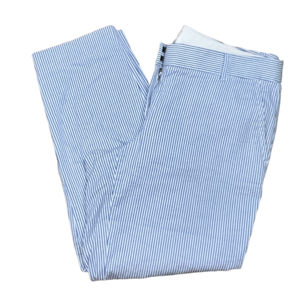 J. Crew Blue and White Seersucker Striped Pants